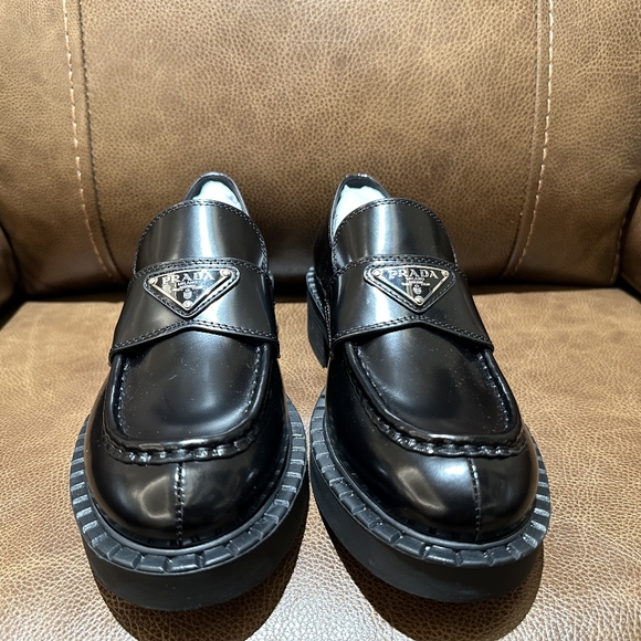 Prada Black Loafers with Chunky Sole and Penny Design - Picture 4 of 5